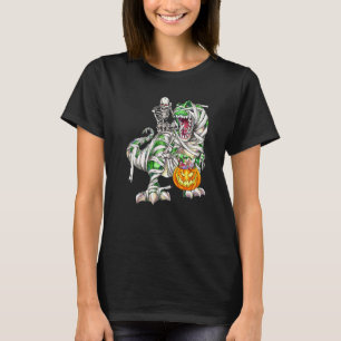 Camiseta Esqueleto Montando Dinossauro Rex Múmia Assustador