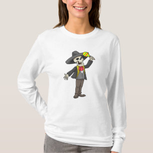 Camiseta Esqueleto na Música com Maracas