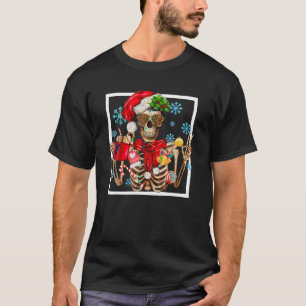 Camiseta Esqueleto Natal Engraçado Sorriso Bebendo do crâni