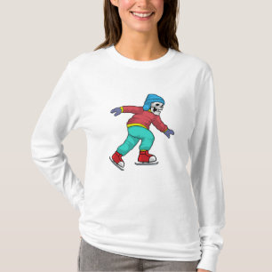 Camiseta Esqueleto no gelo esquiando com skates de gelo