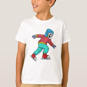 Camiseta Esqueleto no gelo esquiando com skates de gelo