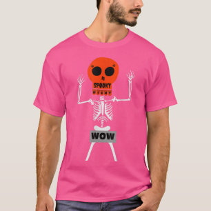 Camiseta Esqueleto Noite Bravo do Halloween Uau