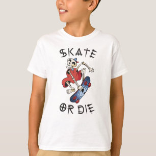 Camiseta Esqueleto Patinador Engraçado Skate ou Morra