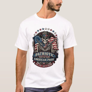 Camiseta Esqueleto Patriótico Cowboy Patriota Escuro Esquel