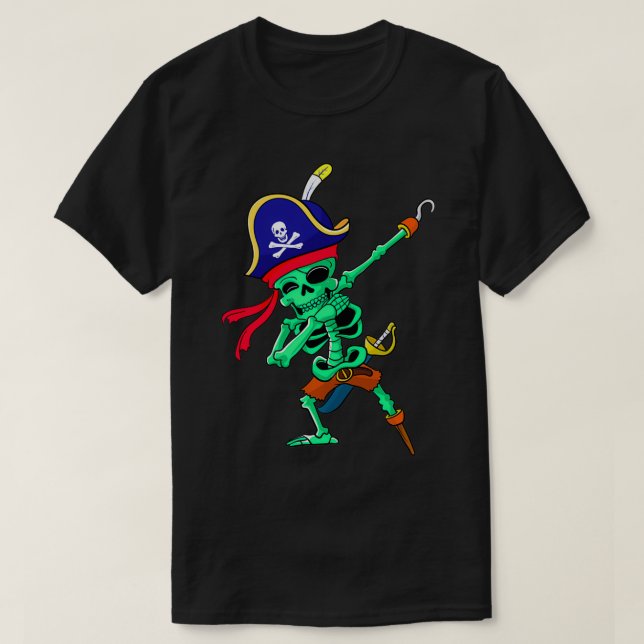 Camiseta Esqueleto Pirata Dança Fantasma do Halloween Dabbi (Frente do Design)