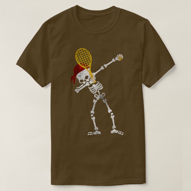 Camiseta Esqueleto Pirata De tênis Dabbing A Pele Tocando O (Frente do Design)