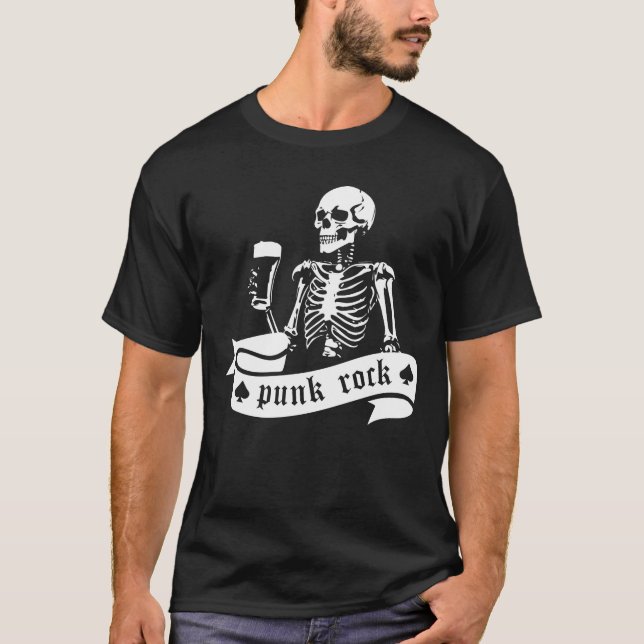 Camiseta esqueleto punk rock (Frente)