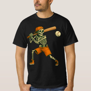 Camiseta Esqueleto Rebatendo Beisebol Halloween   Esporte A