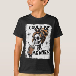 Camiseta Esqueleto Retro Eu Poderia Ser Mais Mau Crânio Hal