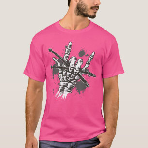 Camiseta Esqueleto Rock Hand Drumming Cool Baterista Esquel