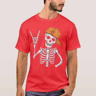 Camiseta Esqueleto Rocker Mulheres Homens Meninos Punk Rock