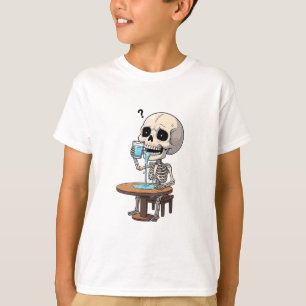 Camiseta Esqueleto Sedento Bebendo Água Crianças