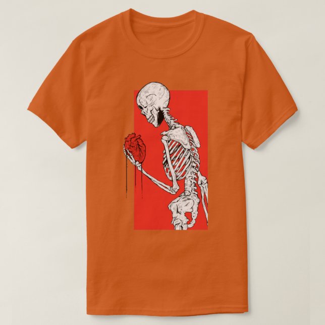 Camiseta Esqueleto segurando seu coração (Frente do Design)