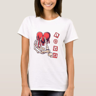 Camiseta Esqueleto Simbólico do Amor Mão Oferecendo Coração