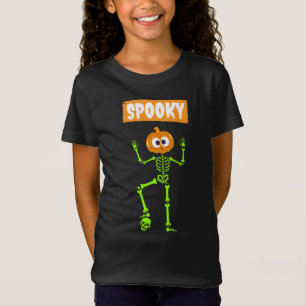 Camiseta Esqueleto Spooky com Cabeça de Abóbora