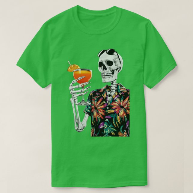 Camiseta Esqueleto Summer Aperol Spritz Vacante Presente (Frente do Design)