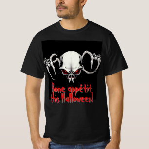 Camiseta Esqueleto Terrível com o Horror do Halloween Verme