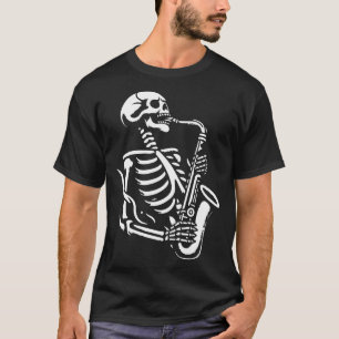 Camiseta esqueleto toca saxofone 3