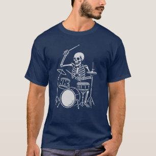 Camiseta esqueleto toca tambor