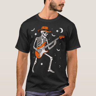Camiseta Esqueleto Tocando Guitarra Guitarrista Rock Hallow