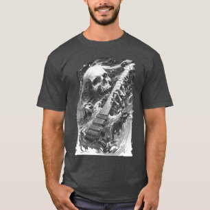 Camiseta Esqueleto tocando guitarra Rock Shredding Guitarra