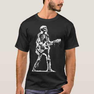 Camiseta esqueleto tocando rock