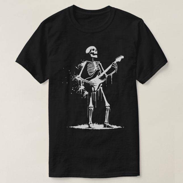 Camiseta esqueleto tocando violão (Frente do Design)