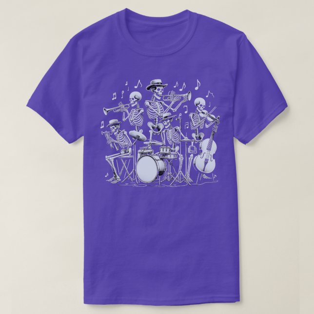 Camiseta esqueleto tocando violão perfeito para qualquer am (Frente do Design)