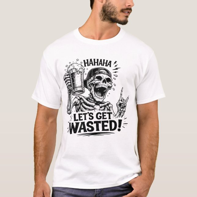 Camiseta Esqueleto: Vamos nos Embriagar (Frente)