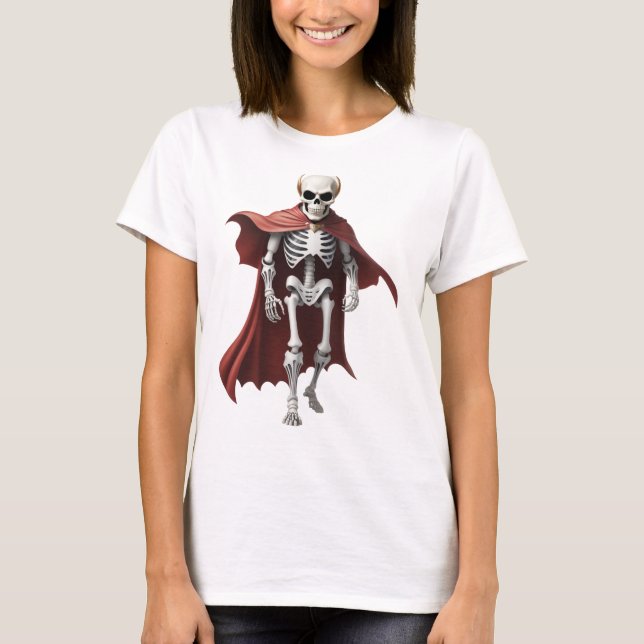 Camiseta Esqueleto vestido de super-herói (Frente)