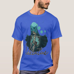 Camiseta Esqueleto vestir um vestido de casamento de rosa é