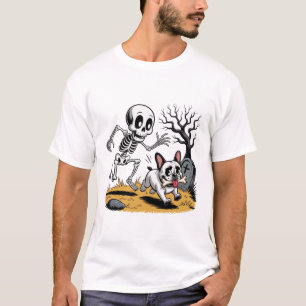 Camiseta Esqueleto vs Bulldog Francês – Divertida Caça de H
