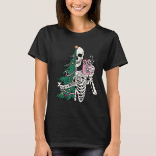 Camiseta Esqueleto X de Natal Engraçado Mais ou Menos Alegr