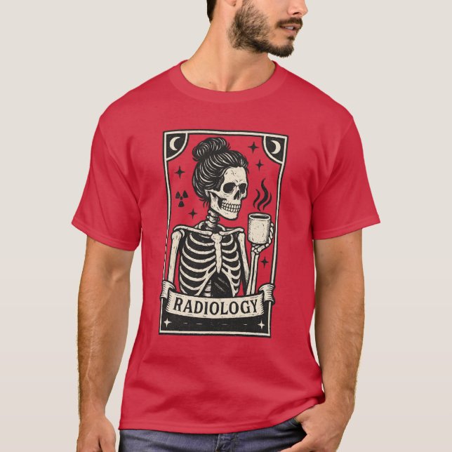Camiseta Esqueleto + xícara de café + Radiologia (Frente)