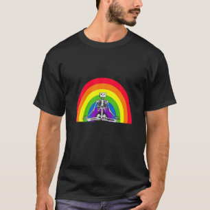 Camiseta Esqueleto Yoga Engraçado, Arco-Íris, Meditação