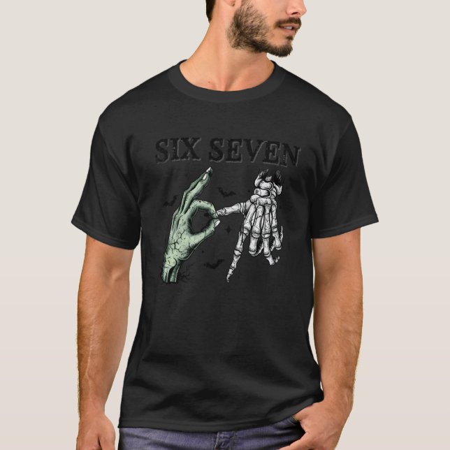 Camiseta Esqueleto Zumbi Seis Sete Funny Halloween (Frente)
