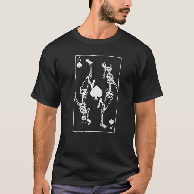 Camiseta Esqueletos Ás de Espadas Carta de Pôquer Jogos de  (Frente)