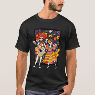 Camiseta Esqueletos dançantes Dia do Morto Mexicano do Dia 
