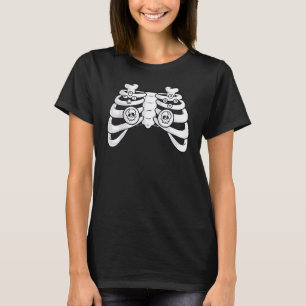 Camiseta Esqueletos de Halloween Controles de Jogos Zumbis