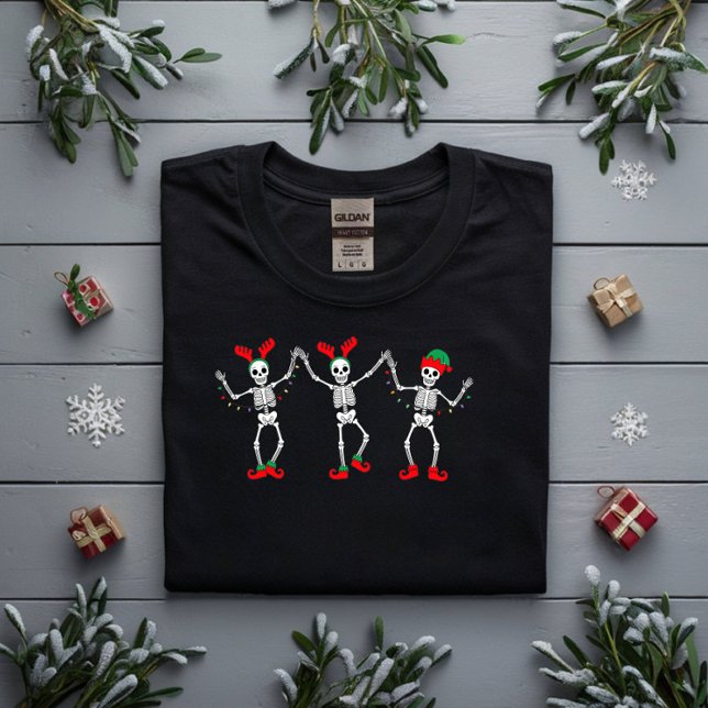 Camiseta Esqueletos de Natal Dançantes (Criador carregado)