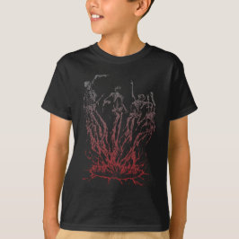 Camiseta Esqueletos Erguendo-se das Chamas