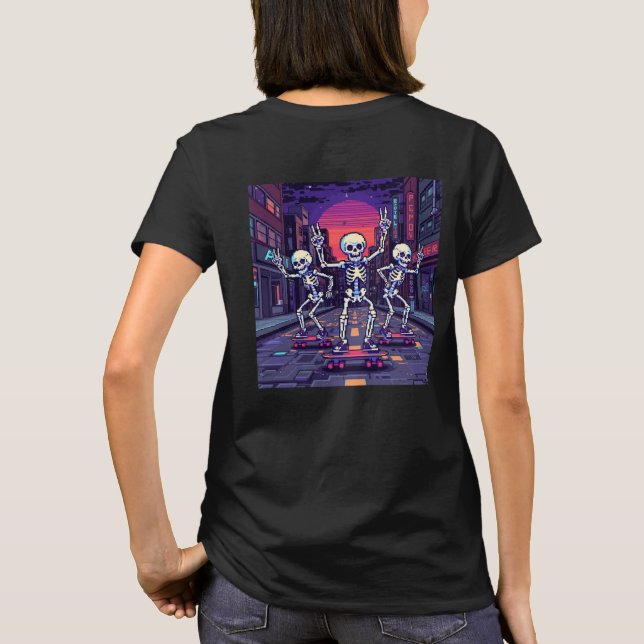 Camiseta Esqueletos Legais No Designo De Estilo Vaporwave D (Verso)