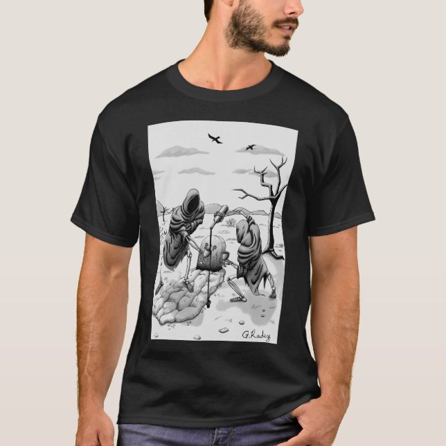 Camiseta esqueletos no deserto. (Frente)