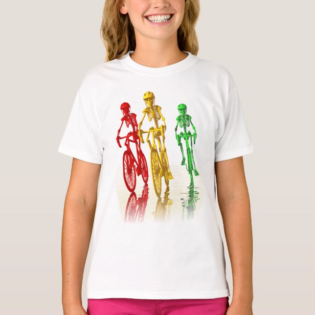 Camiseta Esqueletos que montam bicicletas (Frente)