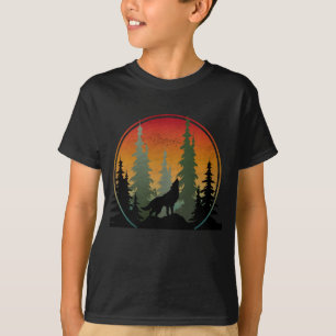 Camiseta Esquema da Natureza do Lobo Sunset