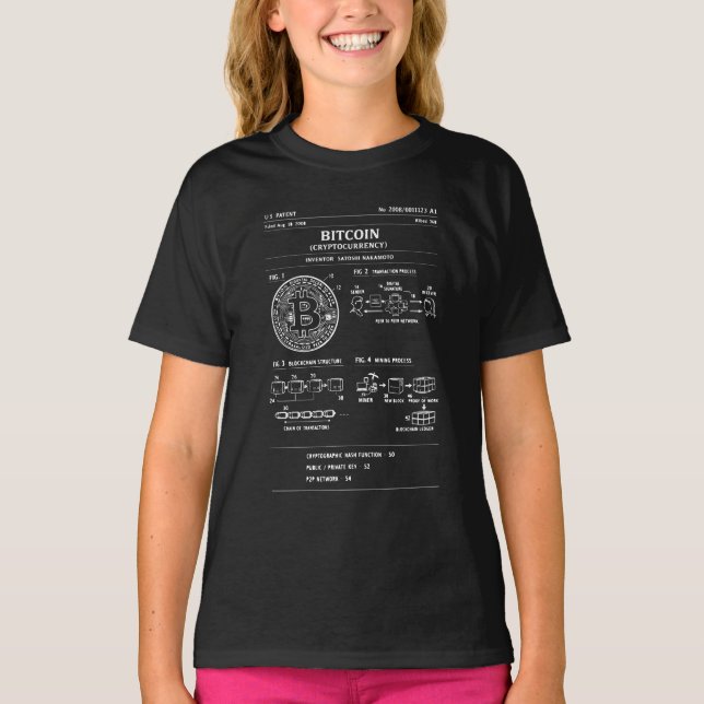 Camiseta Esquema de Bitcoin: Diagrama de Fluxo de Cripto (Frente)