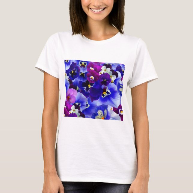 Camiseta Esquema de Flor Azul (Frente)