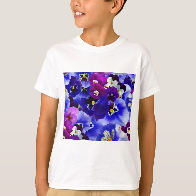 Camiseta Esquema de Flor Azul (Frente)