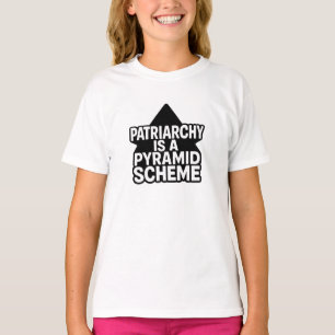 Camiseta Esquema de Pirâmide Anti-Patriarcado em Preto e Br