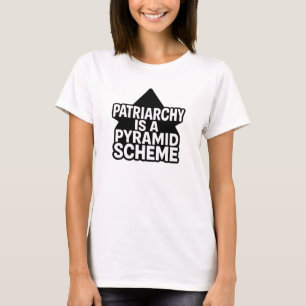 Camiseta Esquema de Pirâmide Anti-Patriarcado em Preto e Br